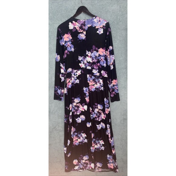 Jennifer Lopez Womens Maxi Dress Size XL Stretch Floral Faux  Wrap Boho Fall - Picture 12 of 12